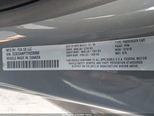 Dodge Charger Scat Pack 2-door Awd 2026 2C3CDAMP7TR228980 Image 9