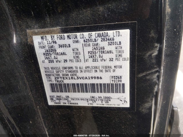 Aukcja sprzedaży 1997 Ford F-150 Lariat/xl/xlt, vin: 2FTEX18L3VCA19986, numer aukcji: 45698789