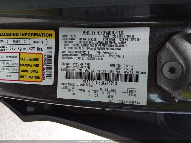 Ford Fusion Hybrid Se 2020 3FA6P0LU3LR245213 Image 9