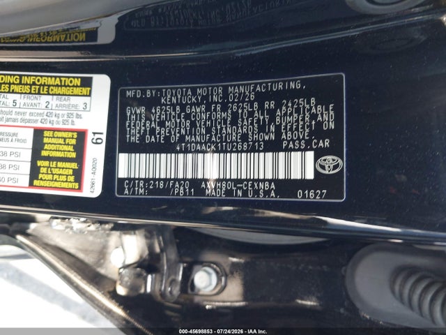 4T1DAACK1TU268713 Toyota CAMRY LE