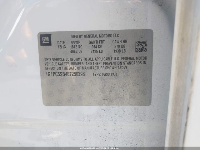 Chevrolet Cruze 1lt Auto 2014 1G1PC5SB4E7250298 Image 9