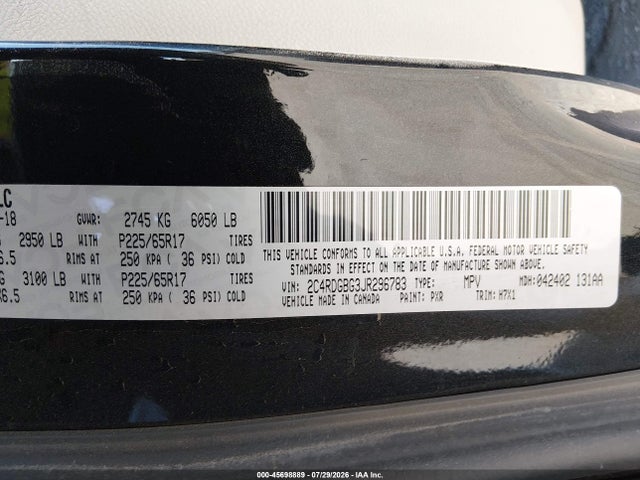 Dodge Grand Caravan Se 2018 2C4RDGBG3JR296783 Image 9