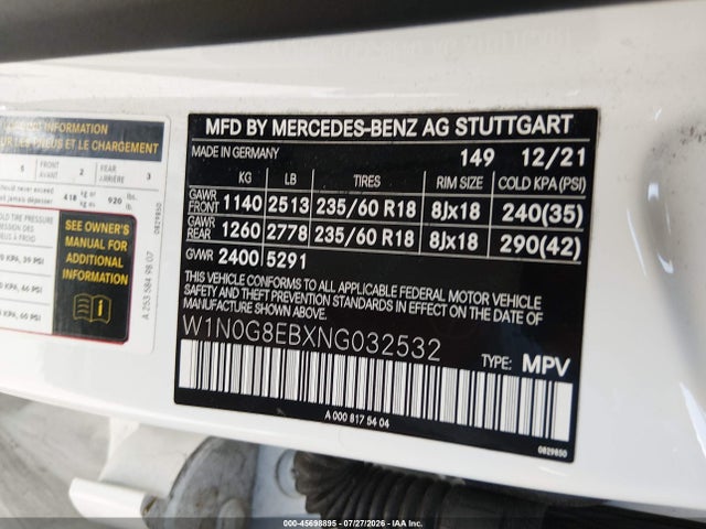 W1N0G8EBXNG032532 Mercedes-Benz Glc 300 4matic Suv