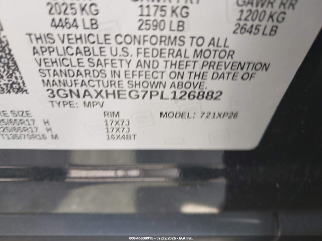 2023 Chevrolet Equinox Fwd Ls მანქანა იყიდება აუქციონზე, vin: 3GNAXHEG7PL126882, აუქციონის ნომერი: 45698915