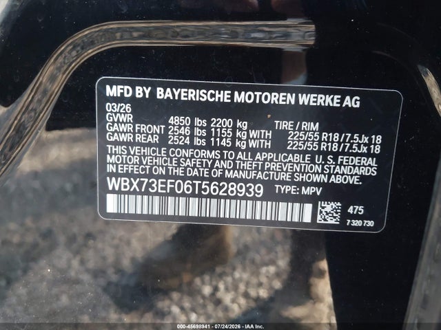 2026 Bmw X1 Xdrive28i მანქანა იყიდება აუქციონზე, vin: WBX73EF06T5628939, აუქციონის ნომერი: 45698941