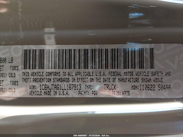 2020 Jeep Gladiator Sport S 4x4 მანქანა იყიდება აუქციონზე, vin: 1C6HJTAG1LL167913, აუქციონის ნომერი: 45698967