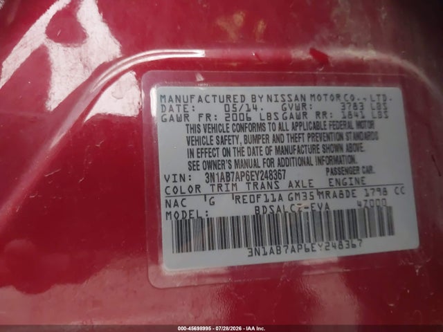 Nissan SENTRA S 2014 3N1AB7AP6EY248367 Image 9