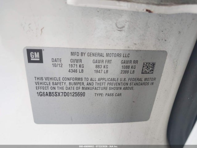 Продажа на аукционе авто 2013 Cadillac Ats Luxury, vin: 1G6AB5SX7D0125690, номер лота: 45699002