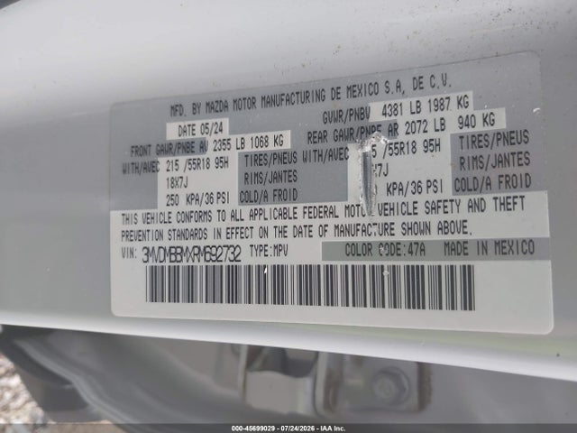 Aukcja sprzedaży 2024 Mazda Cx-30 2.5 S Select Sport, vin: 3MVDMBBMXRM692732, numer aukcji: 45699029