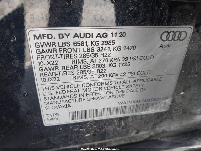 WA1VXAF74MD020109 Audi Q7 Prestige 55 Tfsi Quattro Tiptronic