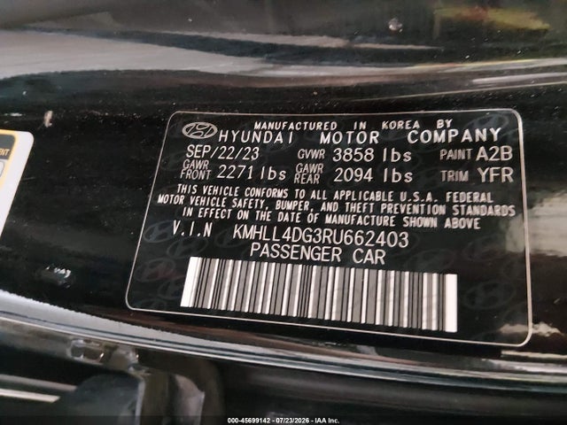 KMHLL4DG3RU662403 Hyundai ELANTRA SE