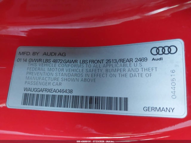 Продажа на аукционе авто 2014 Audi S5 3.0t Premium Plus, vin: WAUGGAFRXEA046438, номер лота: 45699191