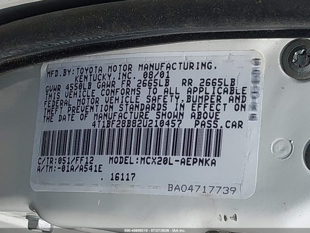 Продажа на аукционе авто 2002 Toyota Avalon Xl, vin: 4T1BF28B82U210457, номер лота: 45699210