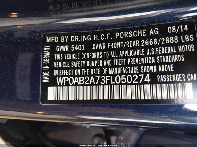 WP0AB2A73FL050274 Porsche Panamera 4s