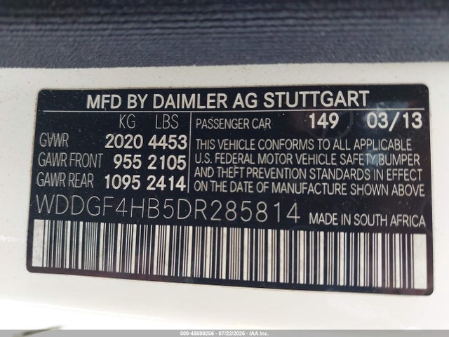 Aukcja sprzedaży 2013 Mercedes-benz C 250 Sport, vin: WDDGF4HB5DR285814, numer aukcji: 45699256