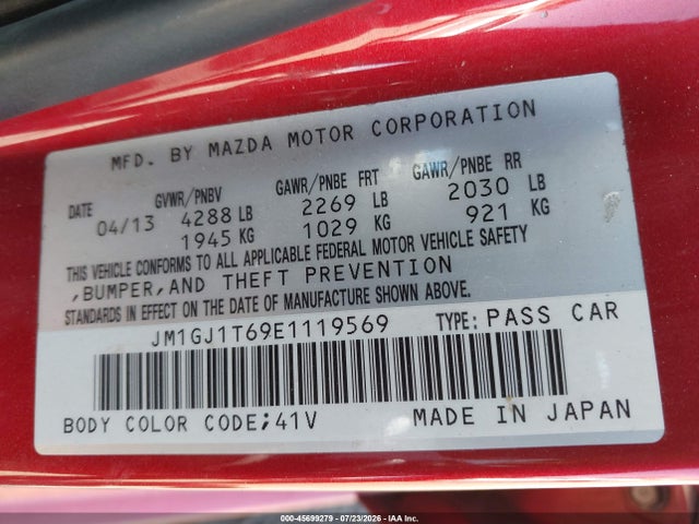 JM1GJ1T69E1119569 Mazda Mazda6 I Touring