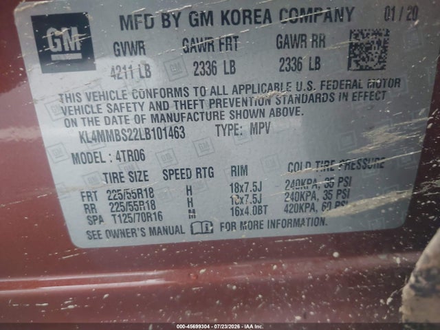 Продажа на аукционе авто 2020 Buick Encore Gx Fwd Preferred, vin: KL4MMBS22LB101463, номер лота: 45699304