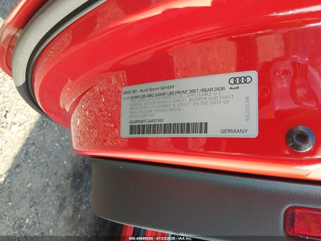 Aukcja sprzedaży 2018 Audi Rs 5 2.9t, vin: WUAPWAF57JA902360, numer aukcji: 45699358