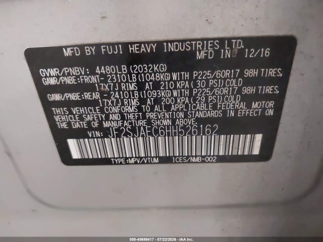 Subaru Forester 2.5i Premium 2017 JF2SJAEC6HH526162 Image 9