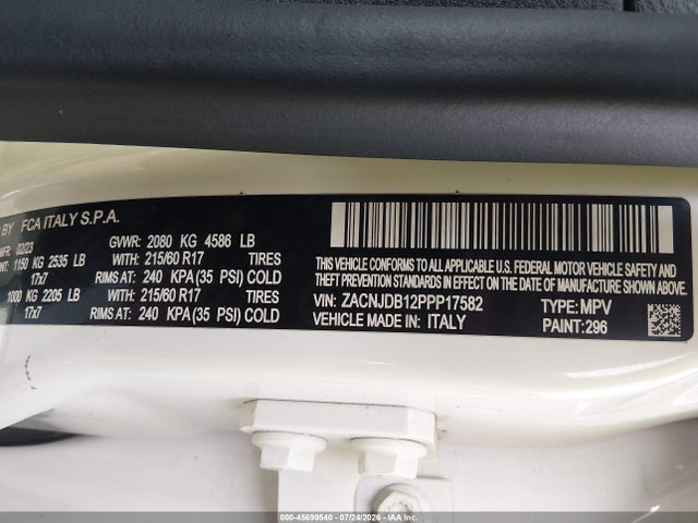 Продаж на аукціоні авто 2023 Jeep Renegade Latitude 4x4, vin: ZACNJDB12PPP17582, номер лоту: 45699540