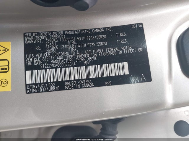 Aukcja sprzedaży 2016 Lexus Rx 350, vin: 2T2ZZMCA6GC023514, numer aukcji: 45699593