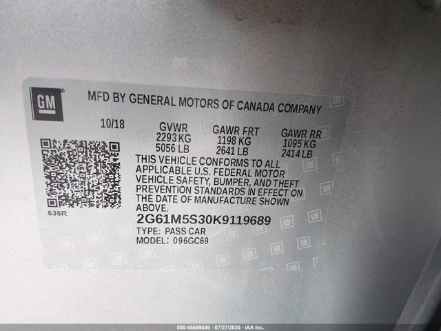 Aukcja sprzedaży 2019 Cadillac Xts Luxury, vin: 2G61M5S30K9119689, numer aukcji: 45699598