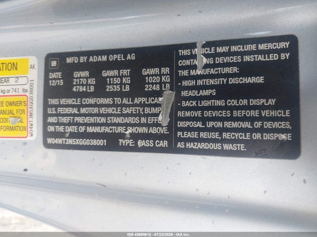 Buick Cascada Premium 2016 W04WT3N5XGG038001 Image 9