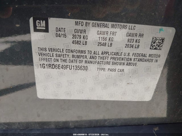 Chevrolet Volt 2015 1G1RD6E49FU135630 Image 9