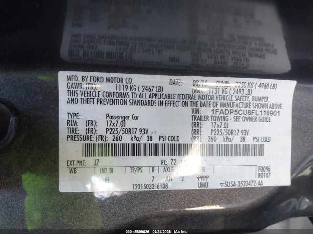 Ford C-max Energi Sel 2015 1FADP5CU8FL110901 Image 9