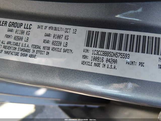 45699634 :رقم المزاد ، 1C3CCBBB5DN575593 vin ، 2013 Chrysler 200 Touring مزاد بيع