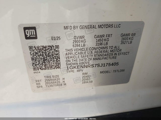 Auction sale of the 2025 Gmc Acadia Awd Elevation, vin: 1GKENNRS7SJ175405, lot number: 45699725