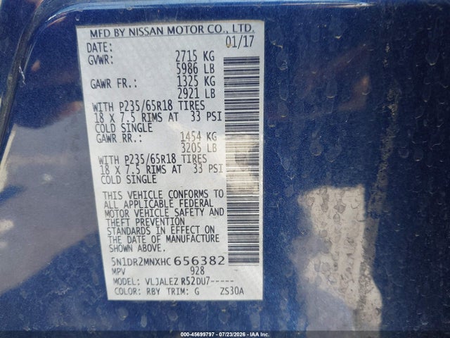 Nissan Pathfinder Sv 2017 5N1DR2MNXHC656382 Image 9