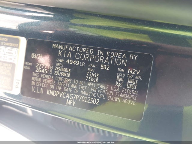 Aukcja sprzedaży 2023 Kia Sportage Hybrid Ex, vin: KNDPVCAG7P7012502, numer aukcji: 45699834