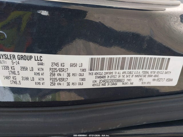 2C4RDGCG5ER388823 Dodge Grand Caravan Sxt
