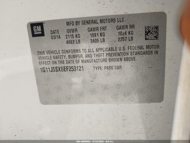 Chevrolet Malibu 2lz 2014 1G11J5SX6EF253121 Image 9