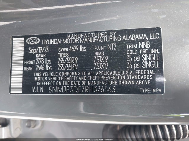 Продаж на аукціоні авто 2024 Hyundai Tucson Sel, vin: 5NMJF3DE7RH326563, номер лоту: 45700027