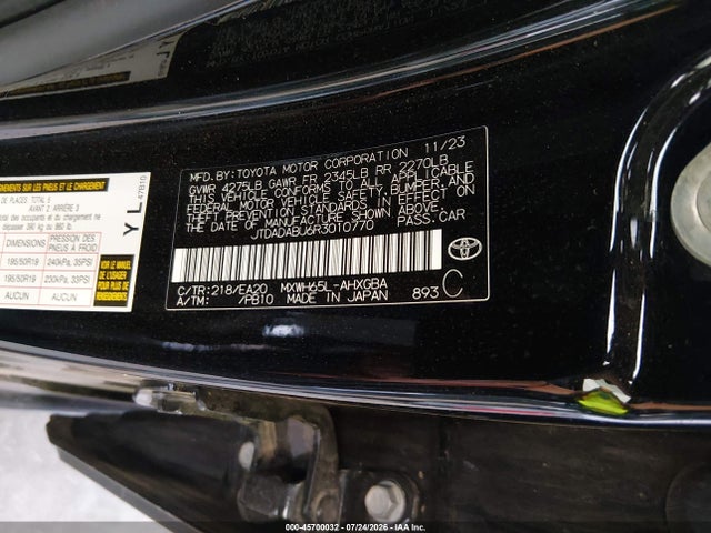 JTDADABU6R3010770 Toyota Prius Xle Awd-e