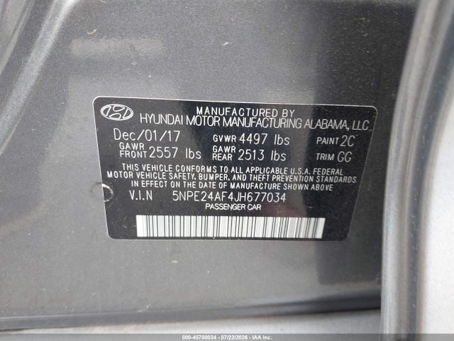 Hyundai SONATA SE 2018 5NPE24AF4JH677034 Image 9