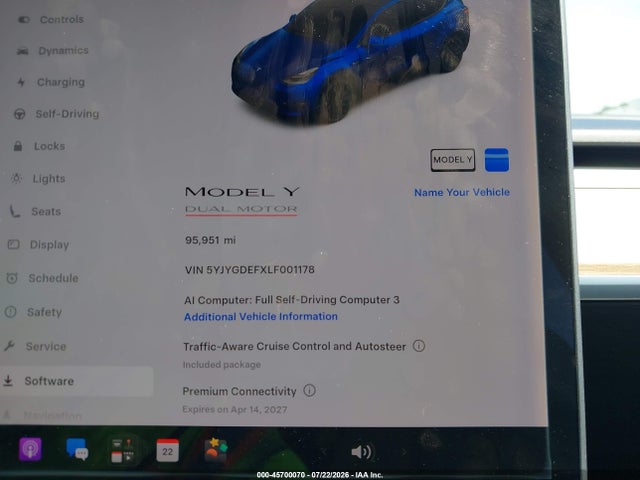 Aukcja sprzedaży 2020 Tesla Model Y Long Range Dual Motor All-wheel Drive/performance Dual Motor All-wheel Drive, vin: 5YJYGDEFXLF001178, numer aukcji: 45700070