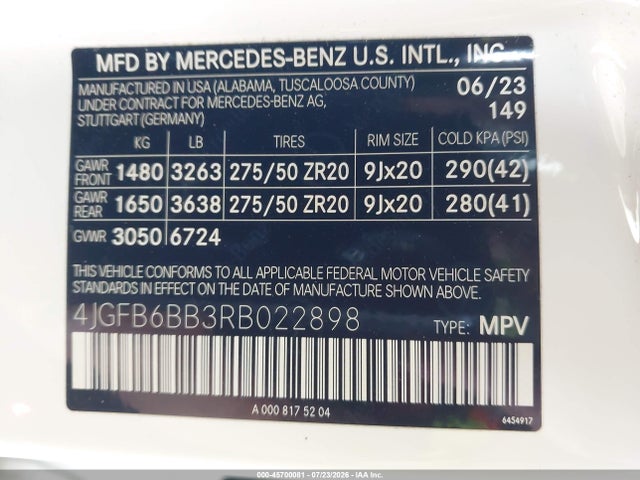 Продаж на аукціоні авто 2024 Mercedes-benz Amg Gle 53 4matic+, vin: 4JGFB6BB3RB022898, номер лоту: 45700081