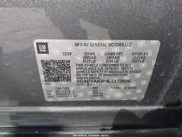 5GAEVAKW4LJ173826 Buick Enclave Awd Essence