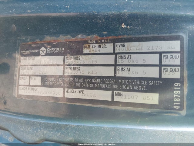 Продажа на аукционе авто 1985 Dodge D-series D100/d150, vin: 1B7FD14H4FS586090, номер лота: 45700150