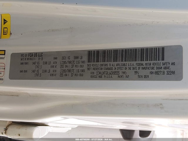 Продажа на аукционе авто 2018 Jeep Wrangler Unlimited Rubicon 4x4, vin: 1C4HJXFG0JW308555, номер лота: 45700250