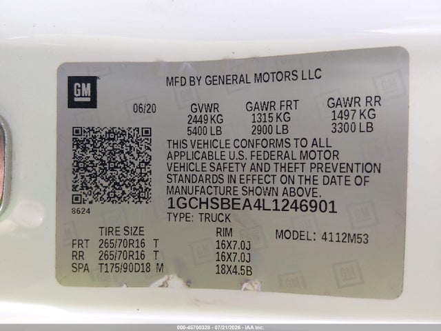 1GCHSBEA4L1246901 Chevrolet Colorado 2wd Long Box Wt