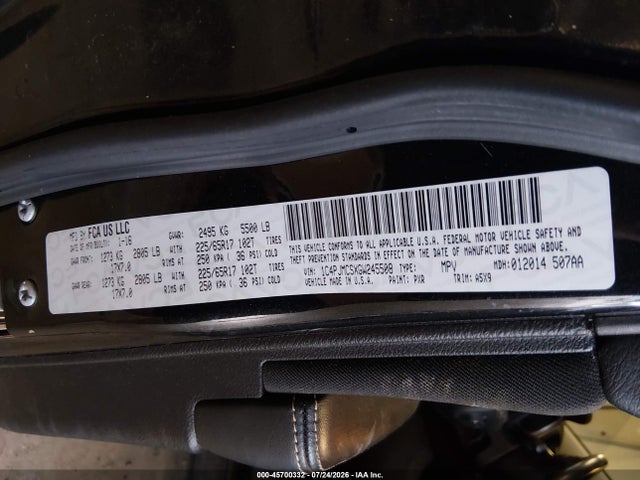 Aukcja sprzedaży 2016 Jeep Cherokee Latitude, vin: 1C4PJMCSXGW245508, numer aukcji: 45700332