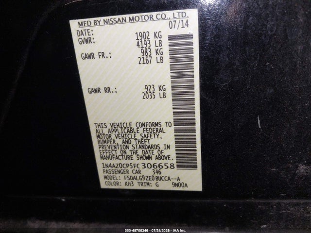 1N4AZ0CP5FC306658 Nissan Leaf Sl