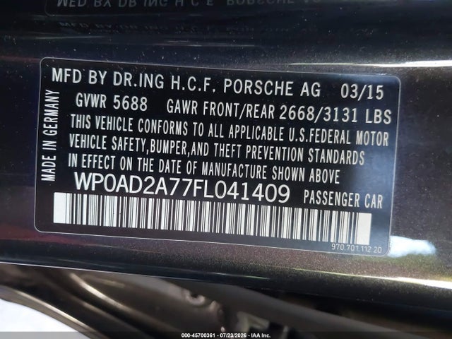 45700361 :رقم المزاد ، WP0AD2A77FL041409 vin ، 2015 Porsche Panamera E-hybrid S مزاد بيع