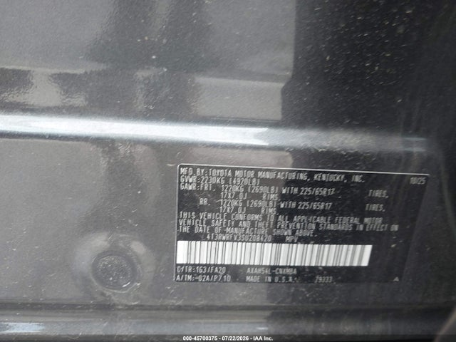 2025 Toyota Rav4 Hybrid Xle მანქანა იყიდება აუქციონზე, vin: 4T3RWRFV3SU208420, აუქციონის ნომერი: 45700375