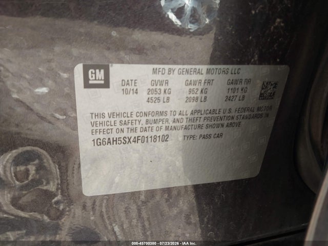 Aukcja sprzedaży 2015 Cadillac Ats Luxury, vin: 1G6AH5SX4F0118102, numer aukcji: 45700380