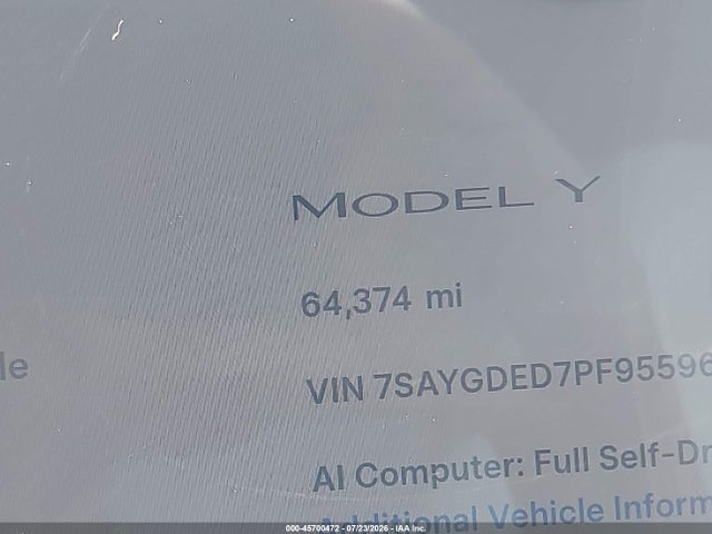 Tesla Model Y Rwd 2023 7SAYGDED7PF955961 Image 15